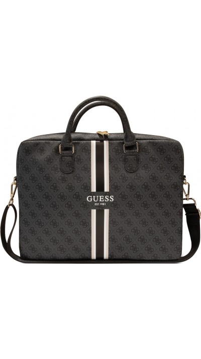 Fourre porte-documents Guess logo stripes pour ordinateur, MacBook 13"/15"/16" avec toile monogramme - Gris/noir