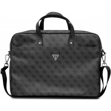 Guess Dokumententasche für Computer, MacBook 13"/15"/16" mit Monogram Canvas und Metall-Logo - Grau/schwarz