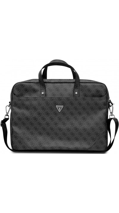 Guess Dokumententasche für Computer, MacBook 13"/15"/16" mit Monogram Canvas und Metall-Logo - Grau/schwarz