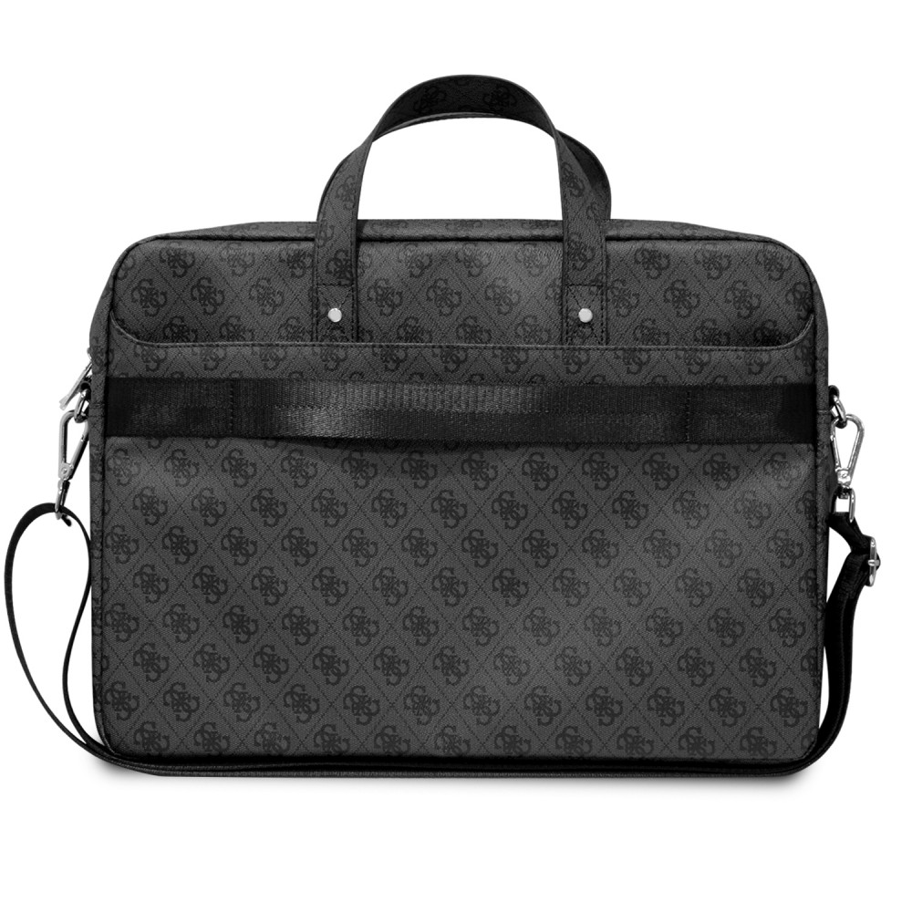 Guess Dokumententasche für Computer, MacBook 13"/15"/16" mit Monogram Canvas und Metall-Logo - Grau/schwarz