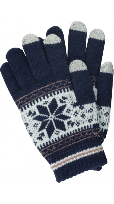 Strickhandschuhe "Snowflake" für Winter mit Touchscreen kompatibilität - Dunkelblau