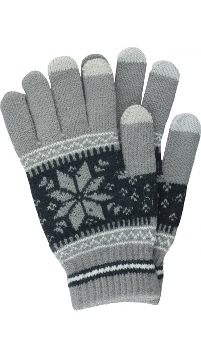 Strickhandschuhe "Snowflake" für Winter mit Touchscreen kompatibilität - Grau