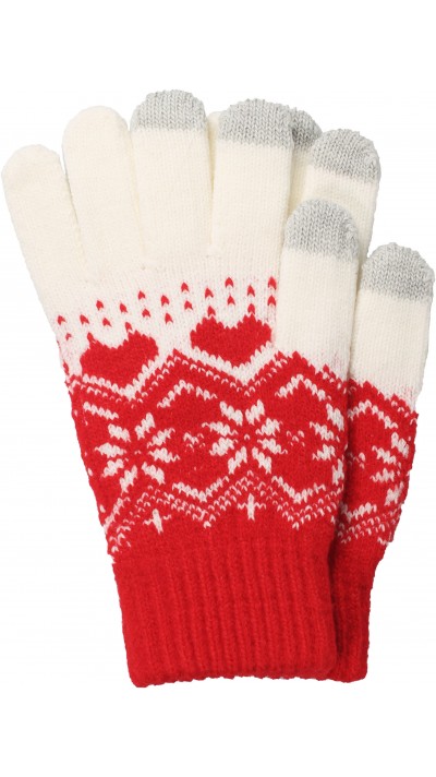 Strickhandschuhe 'Snowflake' für Winter mit Touchscreen kompatibilität - Rot