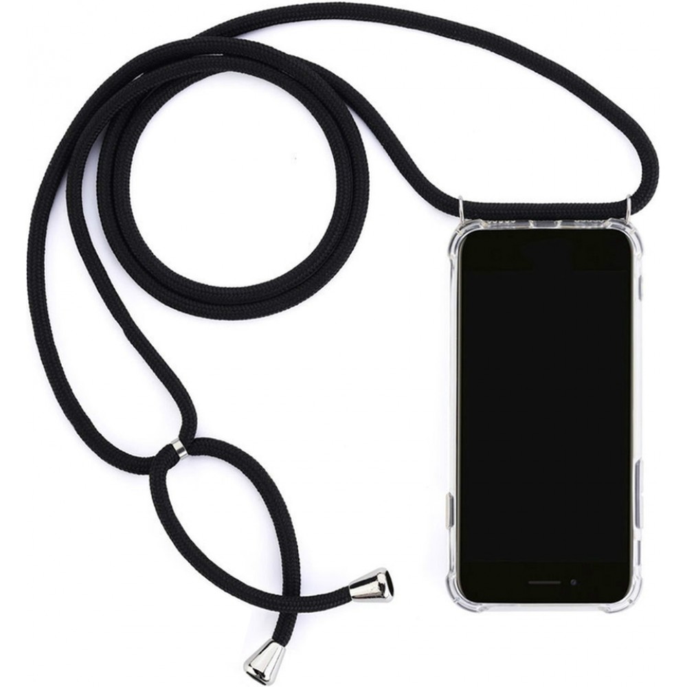 Hülle iPhone 14 Pro - Gummi transparent mit Seil - Schwarz