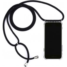 Hülle iPhone 14 Pro - Gummi transparent mit Seil - Schwarz
