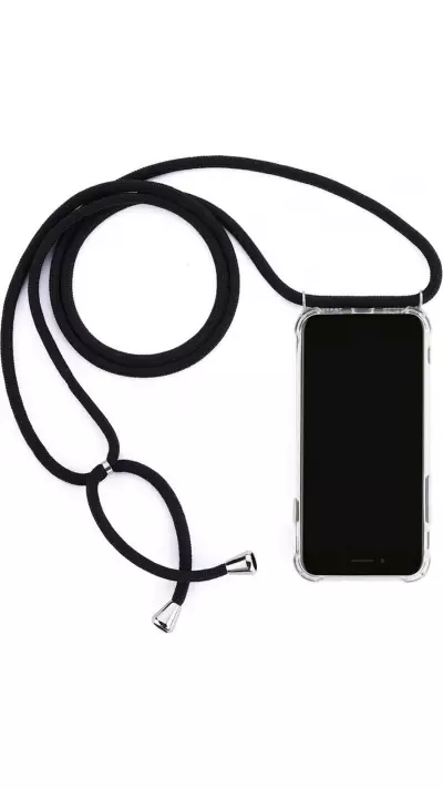 Hülle Samsung Galaxy S25 - Gummi transparent mit Seil - Schwarz