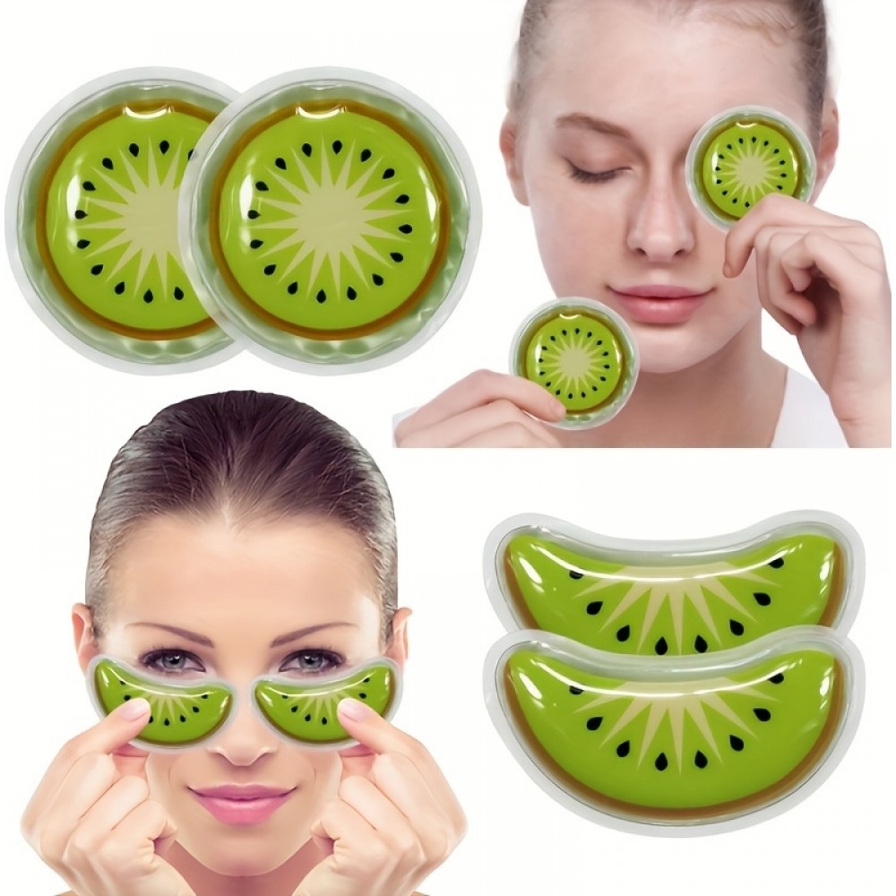 Wiederverwendbare Kiwi-K&uuml;hlgele f&uuml;r Augen und Gesicht - K&auml;ltebehandlung (4 St&uuml;ck)