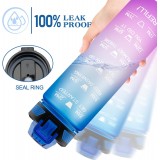 Grosse Wasserflasche 1000ml Stay Hydrated mit Drink-Motivation und Sicherheitsverschluss - Blau/Rosa