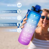 Grosse Wasserflasche 1000ml Stay Hydrated mit Drink-Motivation und Sicherheitsverschluss - Blau/Rosa