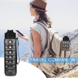 Grosse Wasserflasche 1000ml Stay Hydrated mit Drink-Motivation und Sicherheitsverschluss - Schwarz