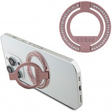 Guess Magnetring Telefonhalter mit Strass kompatibel Magsafe - Rosa