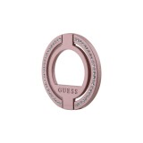 Guess Magnetring Telefonhalter mit Strass kompatibel Magsafe - Rosa