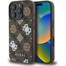 iPhone 16 Pro Max Case Hülle - Guess Monogramm Peony mit MagSafe - Braun
