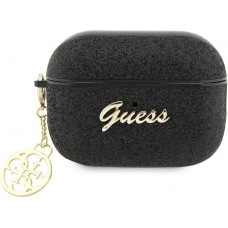 AirPods Pro / Pro 2 Case H&uuml;lle - Guess Paillettes Logo Metallisch Gold - Schwarz