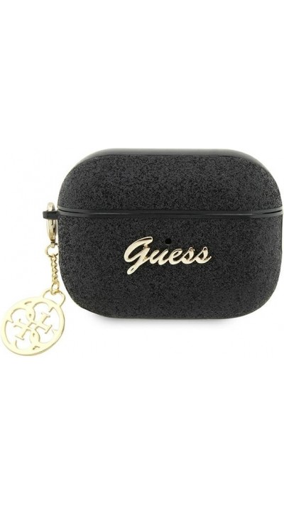 AirPods Pro / Pro 2 Case Hülle - Guess Paillettes Logo Metallisch Gold - Schwarz