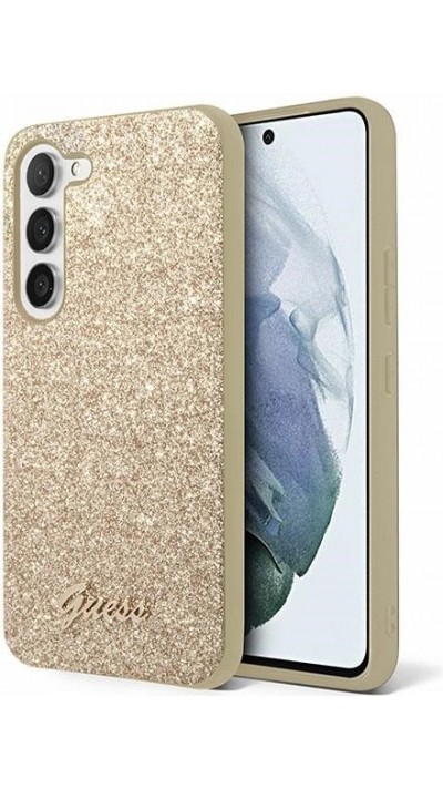 Galaxy S24 Ultra Case Hülle - Guess Gold Paillettes mit goldenem Metall-Logo - Gold