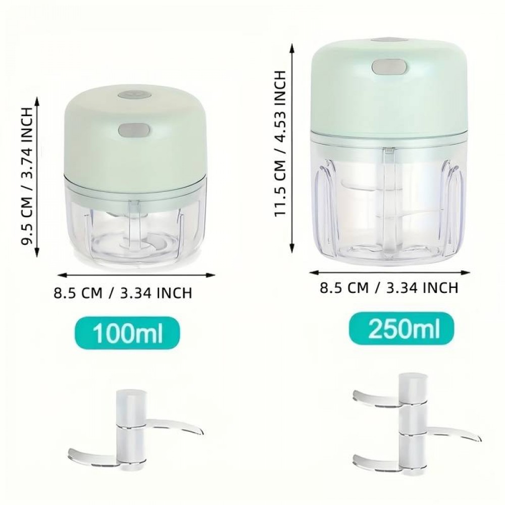 Robuster und langlebiger elektrischer Mini Fleischwolf 250ml USB - Zerkleinerer für Fleisch und Gemüse - Grün