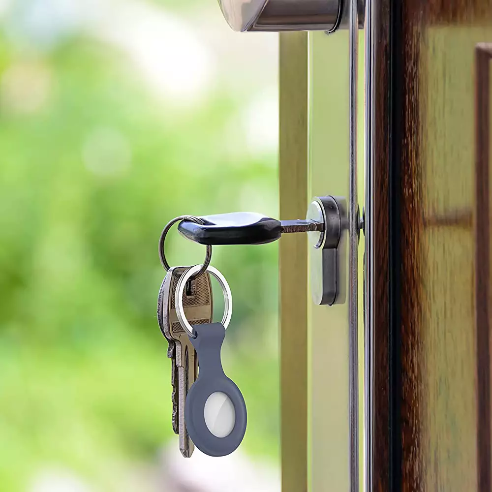 AirTag Schlüsselanhänger - Silikon - Blau grau