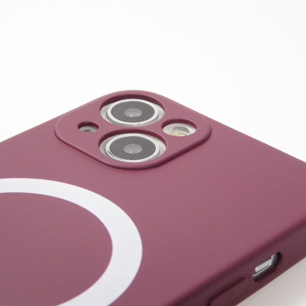 iPhone 13 Case Hülle - Soft-Shell silikon cover mit MagSafe und Kameraschutz - Bordeaux