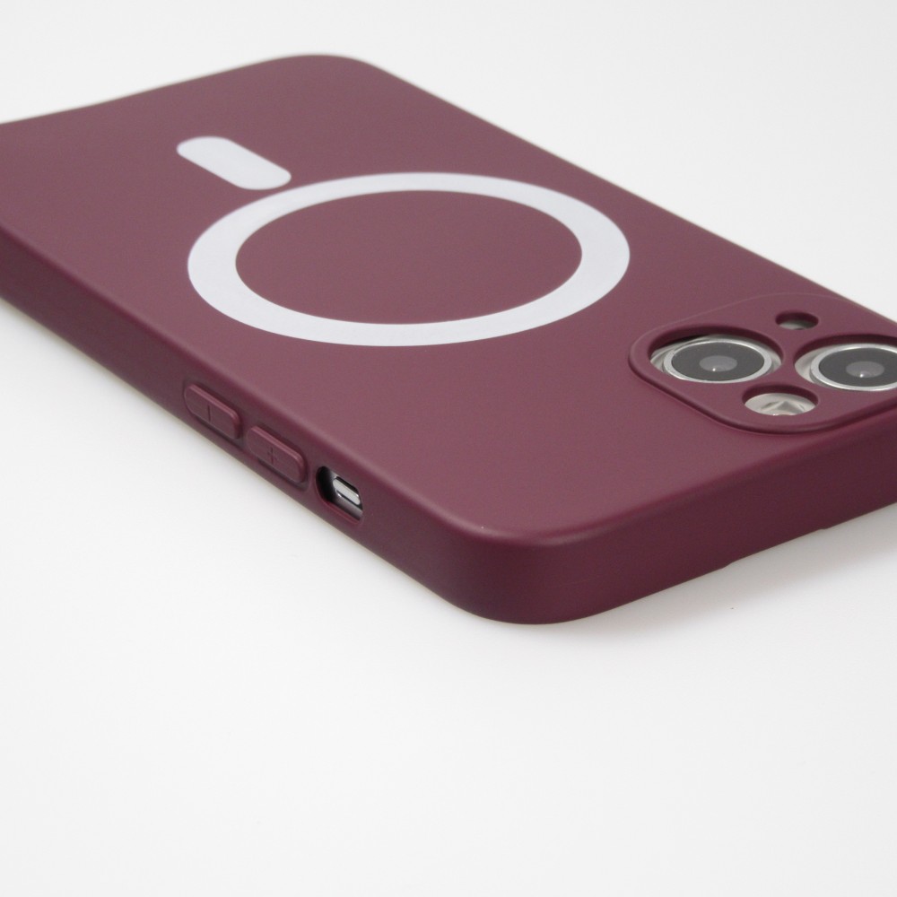 iPhone 13 Case Hülle - Soft-Shell silikon cover mit MagSafe und Kameraschutz - Bordeaux