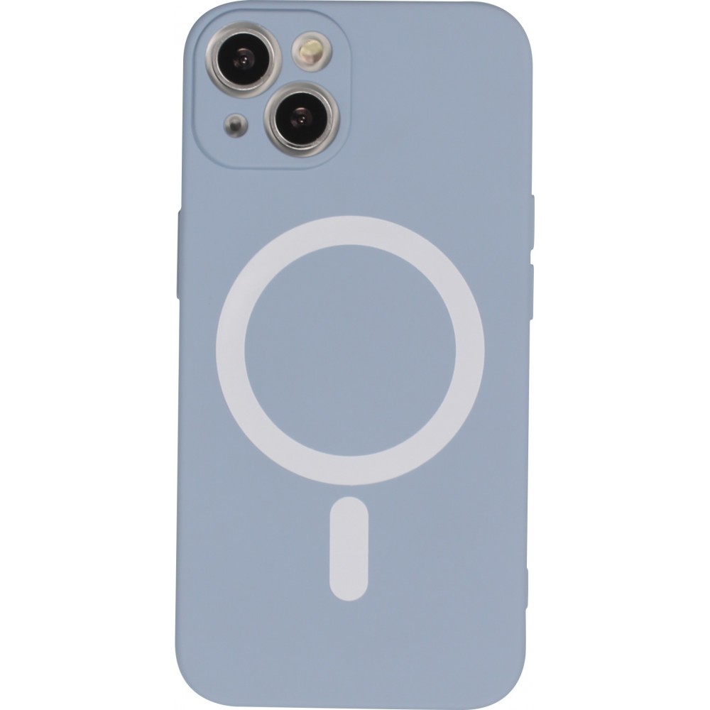 iPhone 13 Case Hülle - Soft-Shell silikon cover mit MagSafe und Kameraschutz - Blau grau