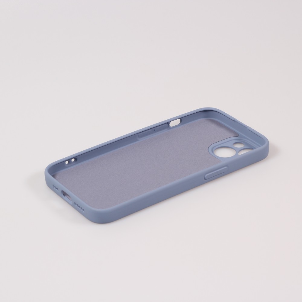 iPhone 13 Case Hülle - Soft-Shell silikon cover mit MagSafe und Kameraschutz - Blau grau