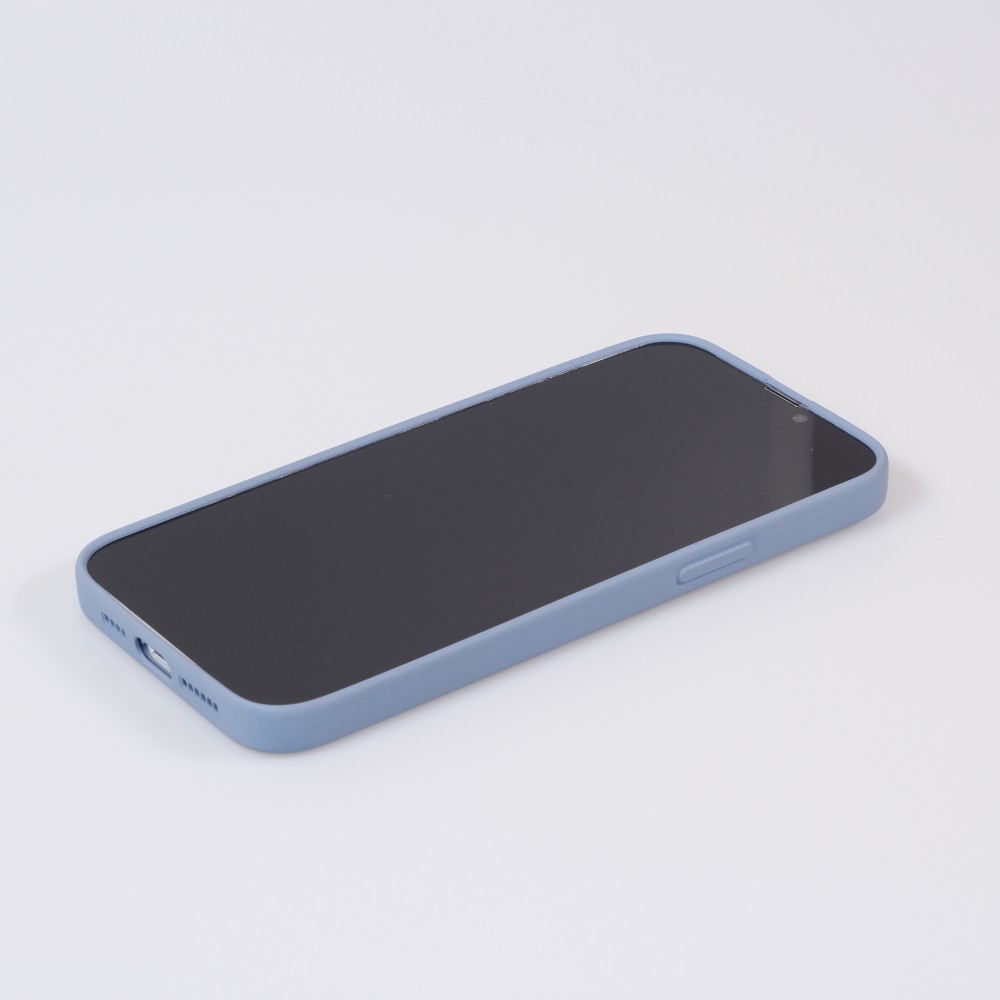 iPhone 13 Case Hülle - Soft-Shell silikon cover mit MagSafe und Kameraschutz - Blau grau