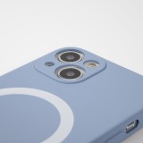 iPhone 13 Case Hülle - Soft-Shell silikon cover mit MagSafe und Kameraschutz - Blau grau