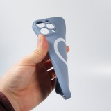 iPhone 13 Case Hülle - Soft-Shell silikon cover mit MagSafe und Kameraschutz - Blau grau