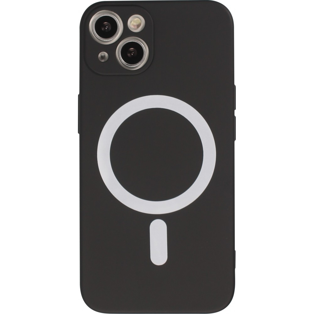 iPhone 14 Pro Case Hülle - Soft-Shell silikon cover mit MagSafe und Kameraschutz - Schwarz