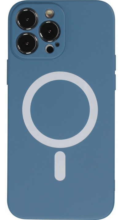 iPhone 15 Pro Case Hülle - Soft-Shell silikon cover mit MagSafe und Kameraschutz - Blau