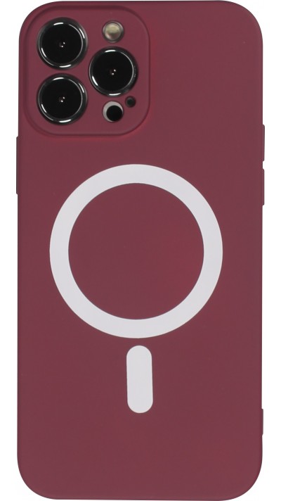 iPhone 15 Pro Max Case Hülle - Soft-Shell silikon cover mit MagSafe und Kameraschutz - Bordeaux