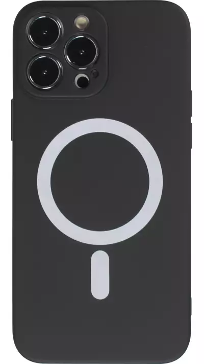 iPhone 13 Pro Max Case Hülle - Soft-Shell silikon cover mit MagSafe und Kameraschutz - Schwarz