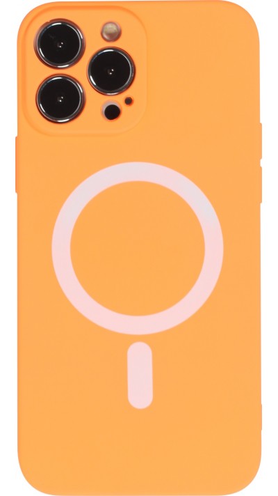 iPhone 15 Pro Case Hülle - Soft-Shell silikon cover mit MagSafe und Kameraschutz - Orange