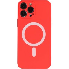 Housse iPhone 15 Pro Max - Coque en silicone souple avec MagSafe et protection pour caméra - Rouge
