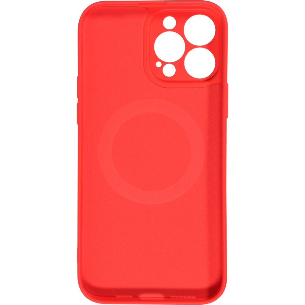 Housse iPhone 15 Pro Max - Coque en silicone souple avec MagSafe et protection pour caméra - Rouge