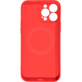 Housse iPhone 15 Pro Max - Coque en silicone souple avec MagSafe et protection pour caméra - Rouge