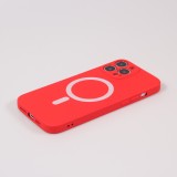 Housse iPhone 15 Pro Max - Coque en silicone souple avec MagSafe et protection pour caméra - Rouge