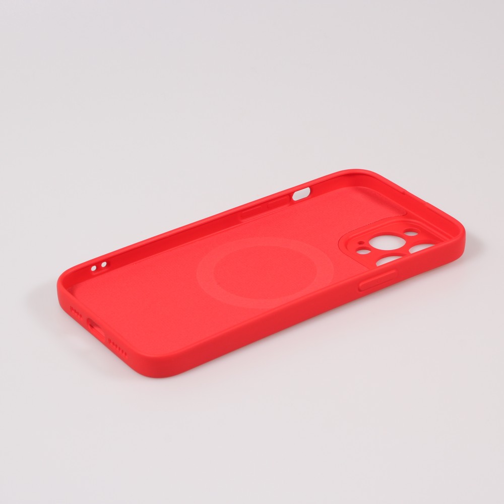 Housse iPhone 15 Pro Max - Coque en silicone souple avec MagSafe et protection pour caméra - Rouge