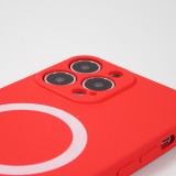 Housse iPhone 15 Pro Max - Coque en silicone souple avec MagSafe et protection pour caméra - Rouge
