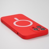 Housse iPhone 15 Pro Max - Coque en silicone souple avec MagSafe et protection pour caméra - Rouge