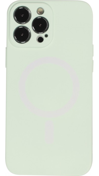 iPhone 15 Pro Case Hülle - Soft-Shell silikon cover mit MagSafe und Kameraschutz - Hellgrün