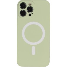 Housse iPhone 15 Pro Max - Coque en silicone souple avec MagSafe et protection pour caméra - Vert