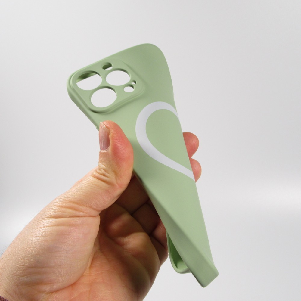 Housse iPhone 15 Pro Max - Coque en silicone souple avec MagSafe et protection pour caméra - Vert