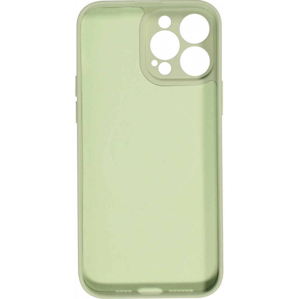 Housse iPhone 15 Pro Max - Coque en silicone souple avec MagSafe et protection pour caméra - Vert