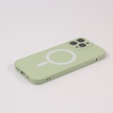 Housse iPhone 15 Pro Max - Coque en silicone souple avec MagSafe et protection pour caméra - Vert