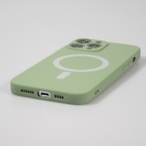 Housse iPhone 15 Pro Max - Coque en silicone souple avec MagSafe et protection pour caméra - Vert