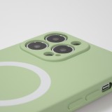 Housse iPhone 15 Pro Max - Coque en silicone souple avec MagSafe et protection pour caméra - Vert