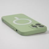 Housse iPhone 15 Pro Max - Coque en silicone souple avec MagSafe et protection pour caméra - Vert