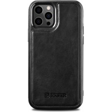 Coque iPhone 12 Pro Max - ICARER cuir v&eacute;ritable Oil Wax Premium - Noir